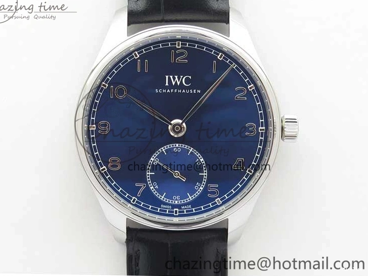 MIROTIME 0426 TimelessDesign Portuguese IW358304 ZF 1:1 Best Edition SS Blue Dial on Leather Strap A 7078